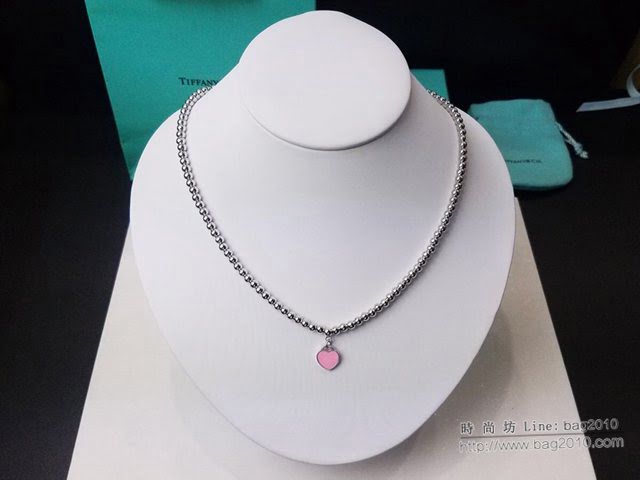 Tiffany飾品 蒂芙尼女士專櫃爆款愛心三色琺瑯珠式項鏈 Tiffany純銀鎖骨鏈  zgt1710